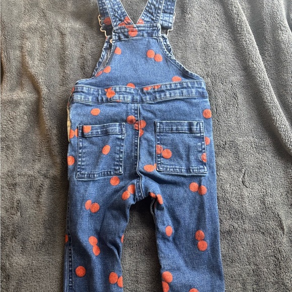 Kids Denim Overalls with Orange Polka Dots - Picture 5 of 5